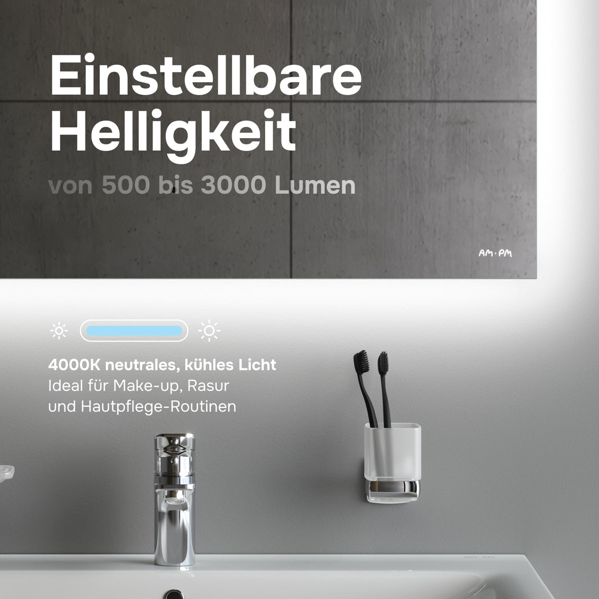 Miroir de salle de bain LED Hit 80 cm, intensité réglable, sans contact, antibuée–MTAMOX10801S