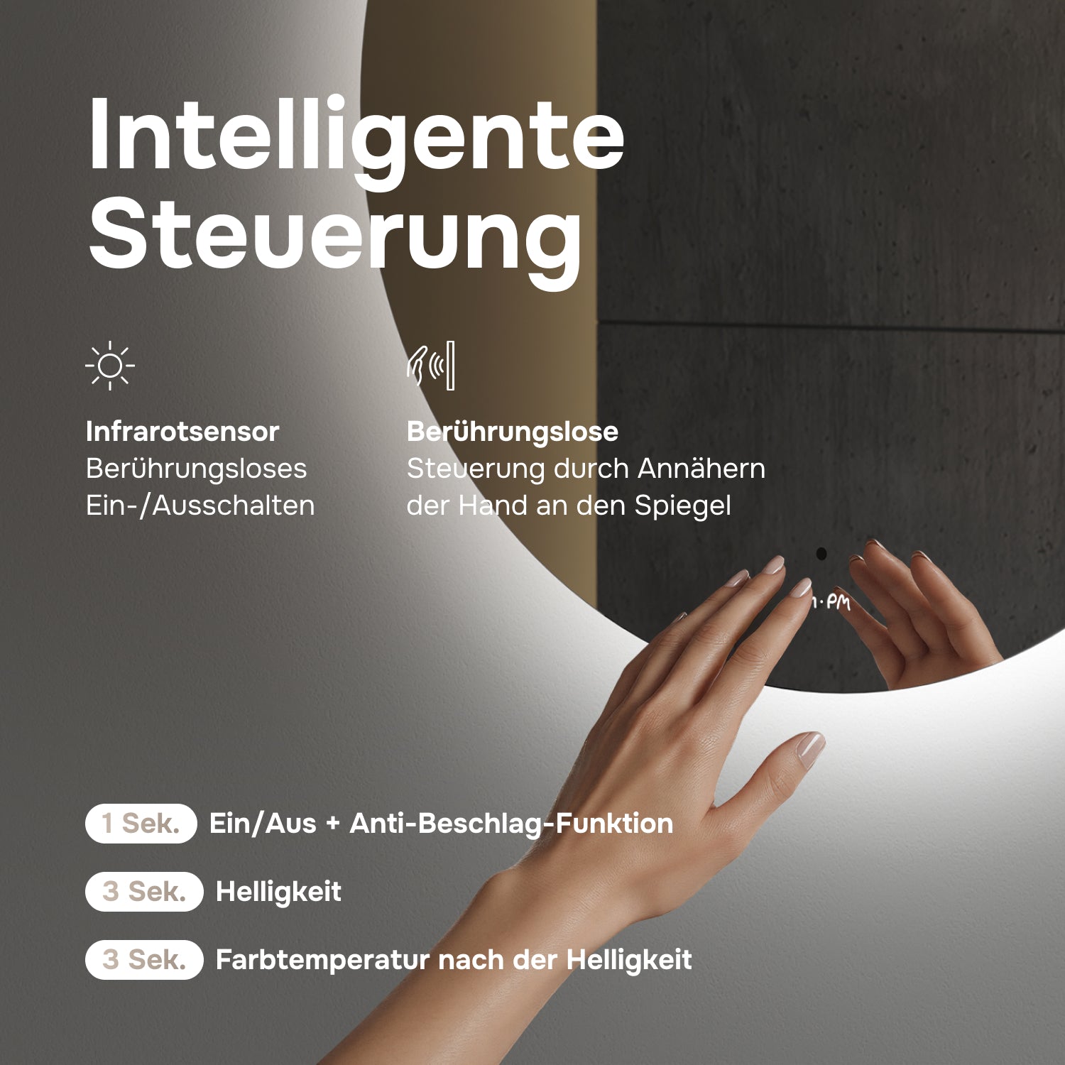 MTAMOX40601S LED-Spiegel 60 cm Hit - dimmbar, Touchless, Anti-Beschlag