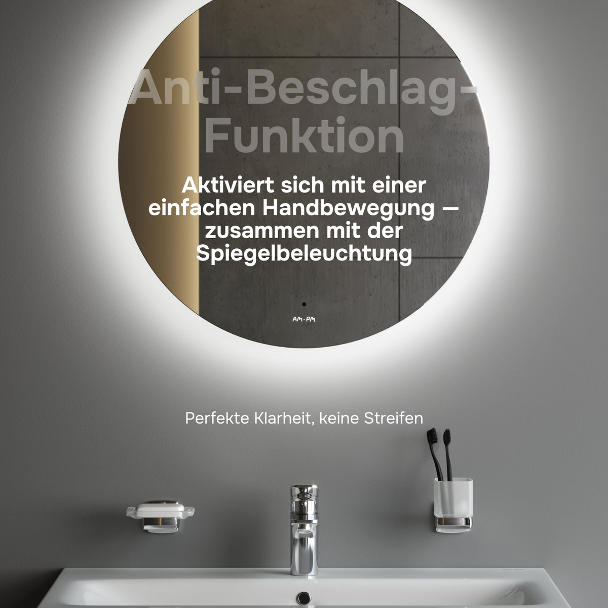 Miroir de salle de bain LED Hit 60 cm, intensité réglable, sans contact, antibuée–MTAMOX40601S