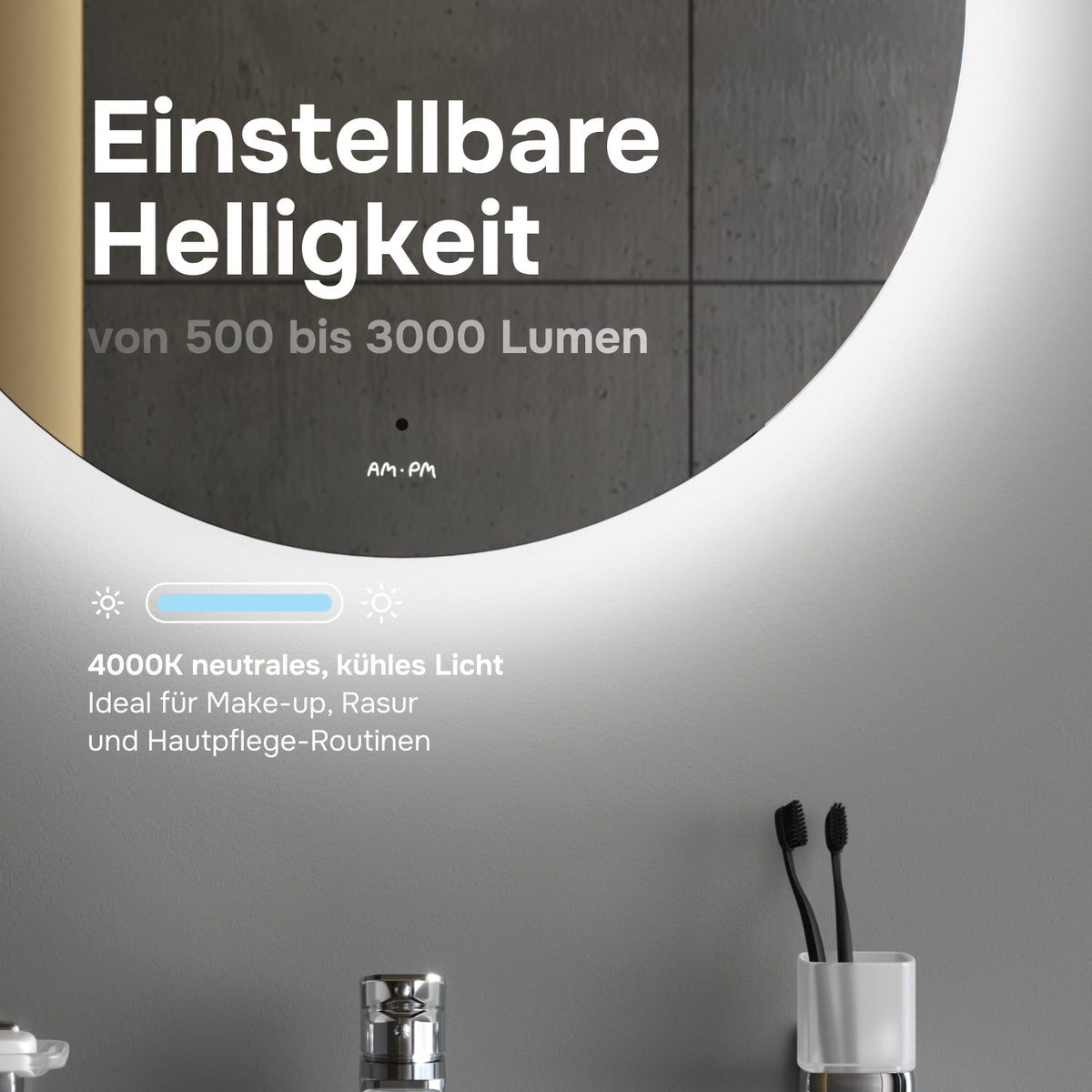 Miroir de salle de bain LED Hit 60 cm, intensité réglable, sans contact, antibuée–MTAMOX40601S