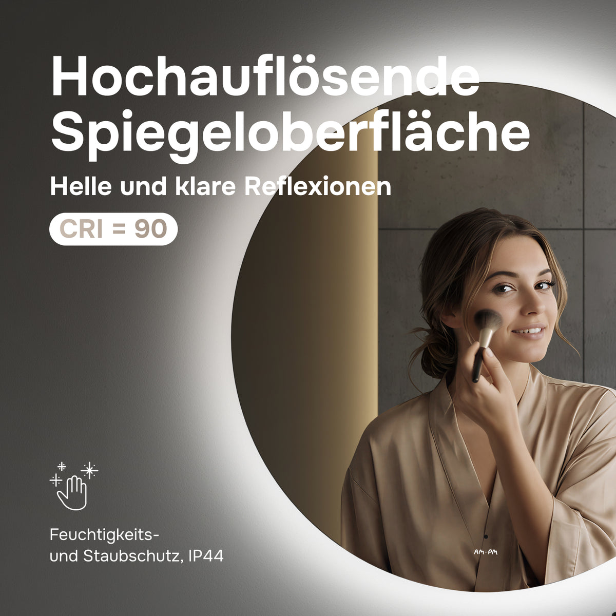 Miroir de salle de bain LED Hit 80 cm, intensité réglable, sans contact, antibuée–MTAMOX40801S