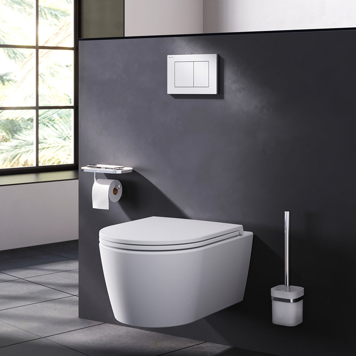 WC-Komplettset Spike mit Vorwandelement und weißer Betätigungsplatte – IIS90201.PA1900
