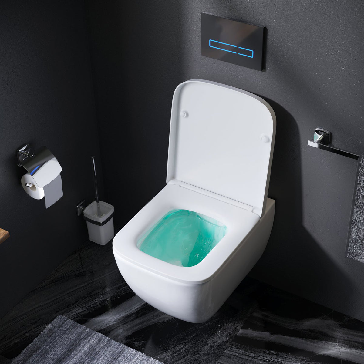 WC-Komplettset Gem mit Vorwandelement und schwarzer Betätigungsplatte – IIS90238.GA1700