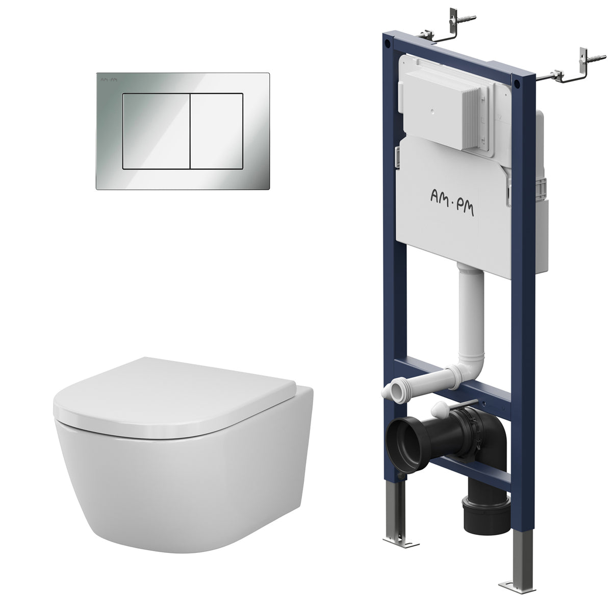 WC-Komplettset Libre mit Vorwandelement und Betätigungsplatte in Chrom - IIS90251.LB1900