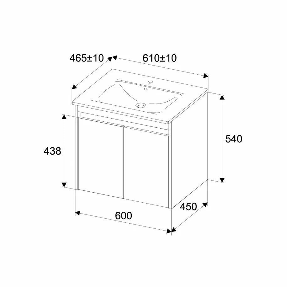Ensemble de meubles de salle de bains avec lavabo et miroir de salle de bains LED, 60 cm, 2 portes, blanc brillant–MPA0601WGCMO1